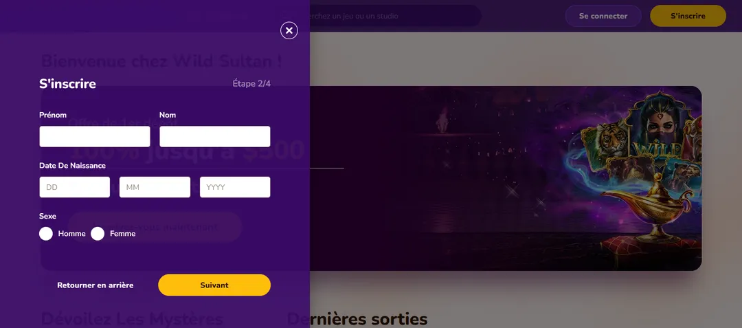 Wild Sultan Casino sign up